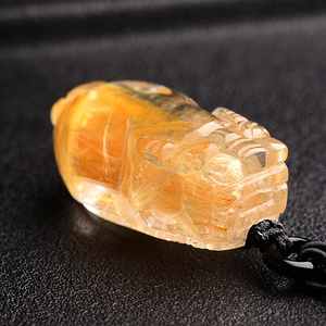 礼物天然钛晶金发晶一夜暴富貔貅项链男女吊坠振翅得财开运吉祥物