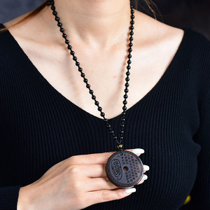 饰品黑曜石金光神咒吊坠项坠挂件随身男女经文项链