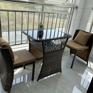 阳台茶桌椅组合休闲藤椅三件套阳台小茶几简约客厅家用茶桌椅组合