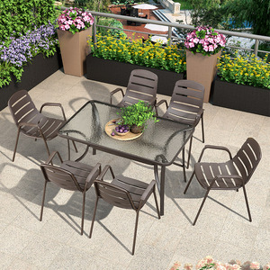 室外桌椅组合休闲户外餐桌椅室外铁艺花园庭院座椅奶茶店外摆桌椅