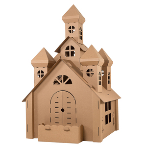 圣诞节diy城堡装饰纸房子礼物手工箱板亲子室内游戏涂鸦玩具屋