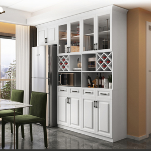 现代简约餐边柜酒柜吊柜一体组合靠墙定制冰箱嵌入餐厅柜收纳整理