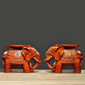 黄花梨木雕泰国大象摆件 换鞋凳实木象凳乔迁新居礼品 红木象墩凳
