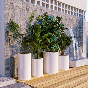 北欧风庭院组合花桶景观圆柱花箱商场酒店别墅区花器花槽圆形花盆