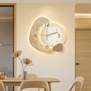 石来运转餐厅装饰画钟表挂钟客厅现代简约高级感时钟挂墙2024新款