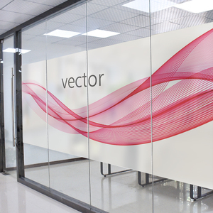 办公室玻璃贴纸几何线条静电免胶磨砂贴膜防撞透光不透明走廊隔断