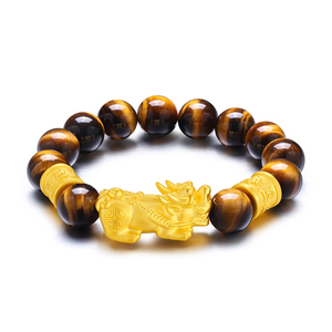 黄金貔貅手链男金曜石转运筒足金999虎眼石硬金手串转运珠皮丘女