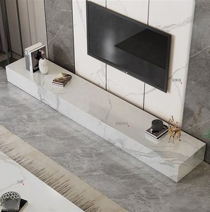 杭州大理石地台定制电视柜岩板台面定做天然石材黑色人造面板安装