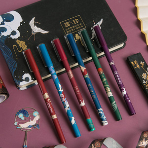 5mm全针管黑笔创意中国风复古套装学生用笔大容量可换笔芯签字笔文艺