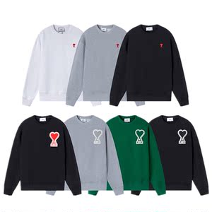 国潮ami爱心刺绣卫衣红桃a无帽套头外套男女情侣宽松薄款圆领bf风