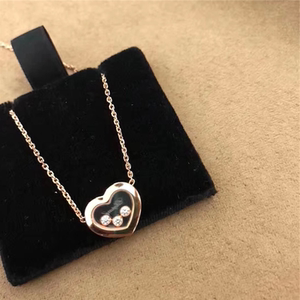法国代购 chopard/萧邦 快乐钻石18k金心形三钻女士项链锁骨链