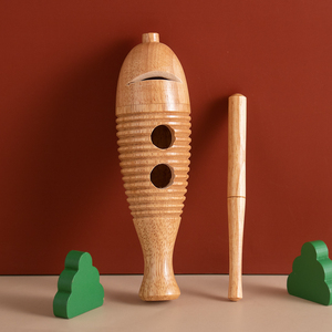 幼儿早教奥尔夫打击乐器鱼蛙成人教学教具橡木蛙鸣筒刮棒拟声道具