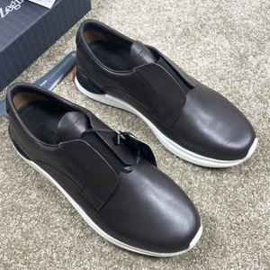 zegna杰尼亚男鞋2023春秋新款小牛皮隐藏鞋带厚底防滑休闲皮鞋男