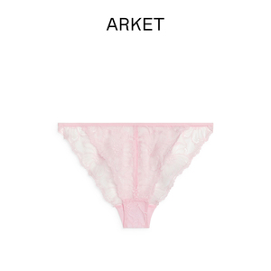ARKET女士 中腰镂空蕾丝内裤三角裤浅粉色2024夏季新款0992083008