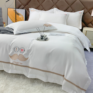 夏季双面冰丝四件套轻奢高级感被套白色双人夏天裸睡情侣床上用品