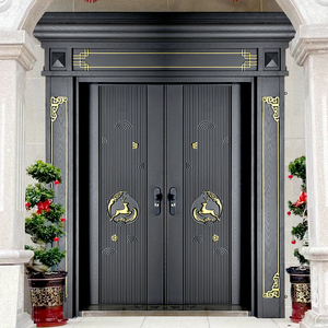 铸铝门别墅大门双开门农村自建房入户门家用乡村铝合金铜门进户门