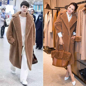 高端定制max家迪丽热巴同款mara泰迪熊大衣羊羔毛中长羊驼绒外套