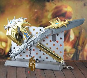 穿越cf武器模型 冰龙手斧战斧 冰龙屠龙 合金玩具模型挂件