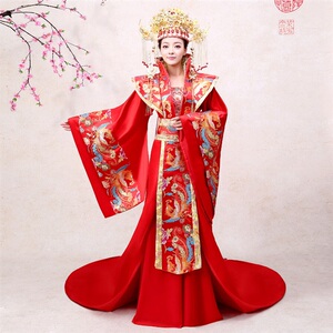 汉服婚礼凤冠霞帔男女古代新娘嫁衣红色中式结婚古装服装贵妃皇后