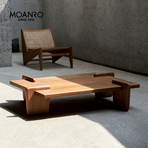 moanro北欧昌迪加尔实木茶几桌长方形客厅家用小户型设计师侘寂风