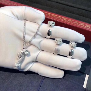 豹子头吊坠项链卡地亚18k白金男女款