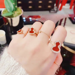 欧洲代购qeelin/麒麟 petite wulu戒指 18k玫瑰金镶钻 葫芦指环女