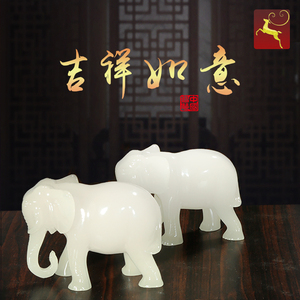 中式大象摆件一对吸水吉祥物创意庭院小象工艺品办公室桌面装饰品