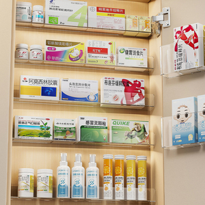 药品置物架亚克力家用药盒挂壁药箱分类神器柜门壁挂药物收纳架子