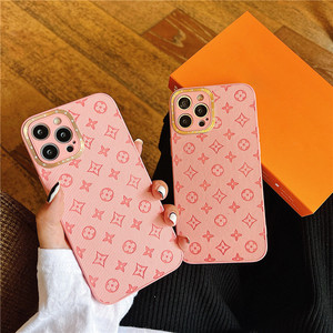 欧美潮牌大牌风粉色适用苹果12手机壳高级感iphone11promax皮质xsamx