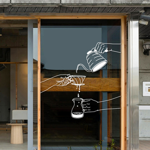 奶茶店咖啡馆玻璃门贴纸冷饮果汁店铺创意橱窗静电透明无胶墙贴画