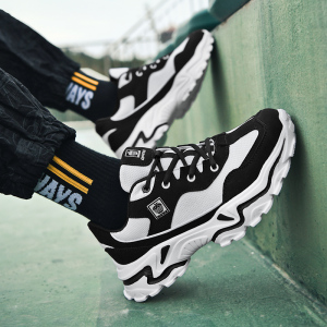 苹果新款熊猫鞋情侣款学生黑白休闲运动厚底老爹鞋软底减震防臭