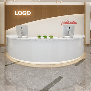 定做弧形烤漆公司前台接待台美容院半圆形吧台桌收银台医院护士站