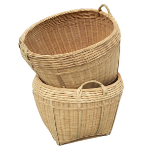 莫丽卡大号竹箩筐手工竹编竹箩演出道具扁担筐采茶筐淘米筐喜事水