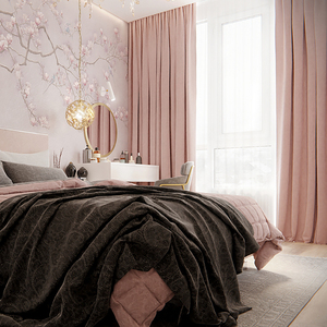 2021年新款粉色儿童丝绒窗帘卧室遮光公主粉脏灰粉藕粉色欧式绒布