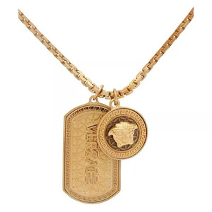 versace范思哲巴洛克风格美杜莎欧美时尚潮流男女情侣盾牌项链ins