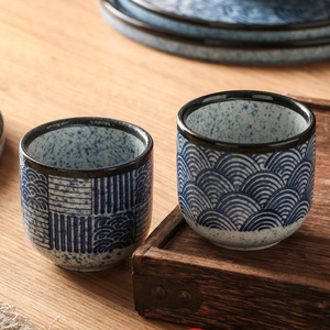 日式创意茶水杯陶瓷单个小圆杯饭馆餐厅下午茶杯子家用直筒杯酒杯