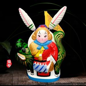 老北京兔儿爷兔爷民间传统手工艺泥塑摆件中国风中秋节特色礼物品