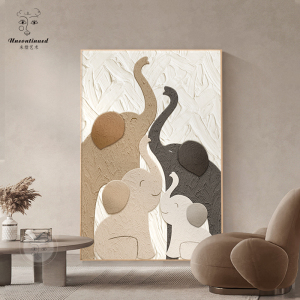 侘寂风大象客厅装饰画落地肌理感沙发背景墙壁画抽象大幅玄关挂画