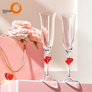 stolzle德国进口水晶郁金香香槟杯轻奢情侣酒杯对装礼盒结婚礼物