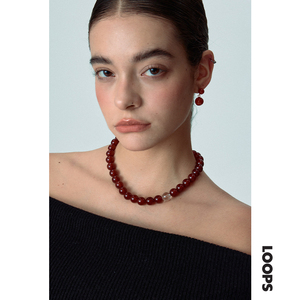 Loops shop红玛瑙项链 原创小众设计轻奢高级时尚气质新款首饰