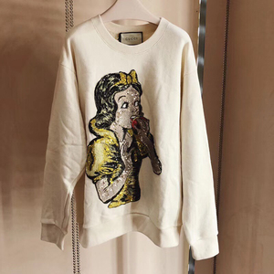 gucci/古驰 白雪公主刺绣亮片女式宽松上衣长袖圆领休闲卫衣