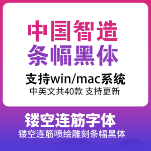 中英文数字镂空连筋字体喷漆字条幅刻字 雕刻字体 设计专用漏空