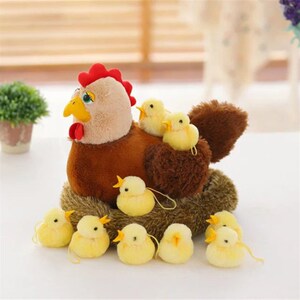 网红老母鸡d毛绒玩具鸡公仔会叫发声发光鸡窝孵小鸡玩偶鸡宝宝活