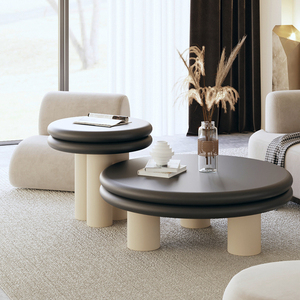 奶油风茶几客厅家用圆形沙发边几茶桌组合网红现代简约小茶台新款