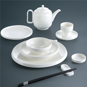 白色立边系列陶瓷餐具套装 酒店专用西餐盘子 外贸盘饭碗茶壶碟子