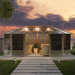 户外阳光房别墅露台庭院pc帐篷民宿休闲凉亭铝合金木屋活动遮阳棚