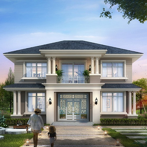 b6131二层现代简约别墅设计图纸农村自建房两层小洋楼房屋效果图