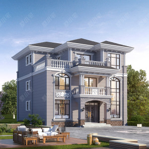 c856三层欧式豪华大气新农村别墅设计图纸带地下室电梯网红自建房