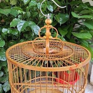 正品竹大号八哥川笼画眉老平顶竹笼四喜鸟铜嘴广笼天津鸟小笼子方