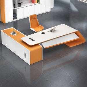 烤漆老板桌办公桌简约现代总裁桌创意时尚主管大班台单人桌椅组合